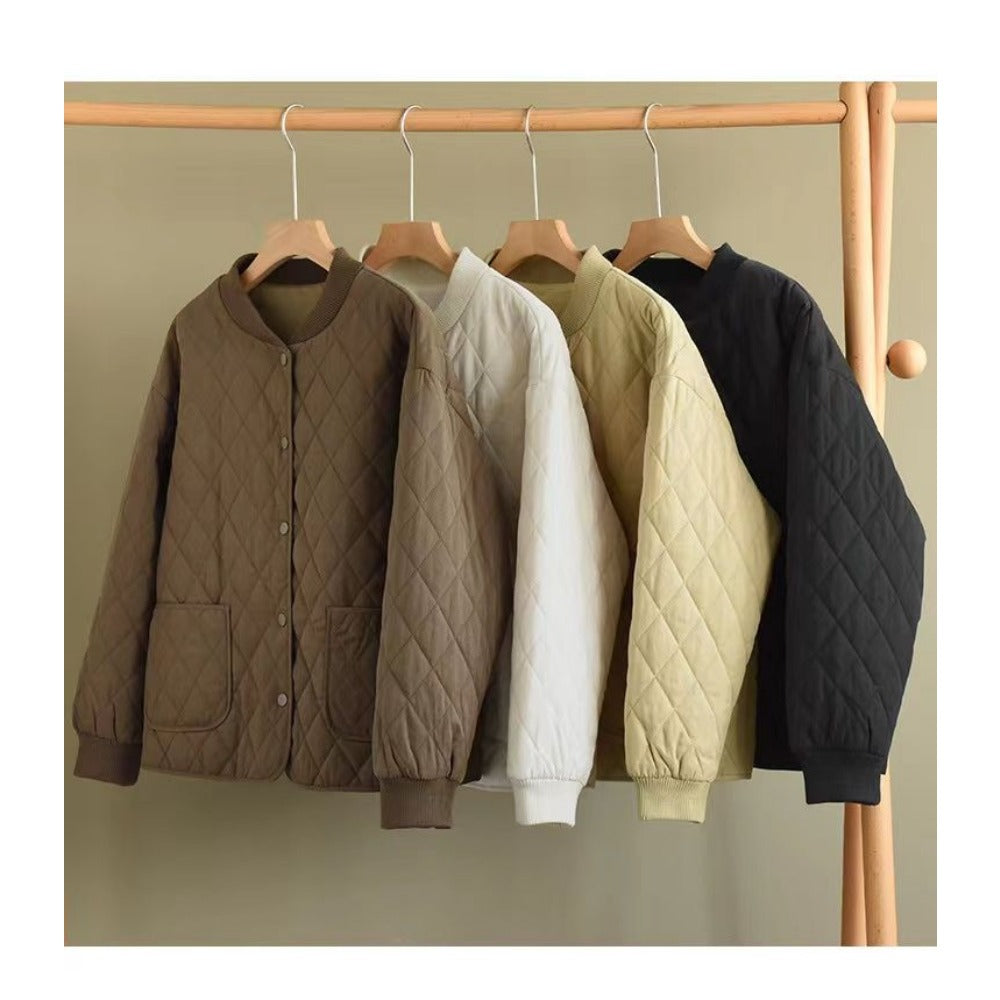 Quilted Button Down Jacket with Pockets for Women - Noemi