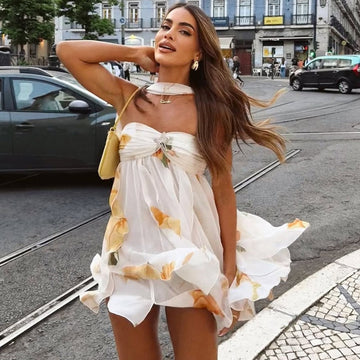 Floral Print Strapless Mini Dress for Women - Gaia
