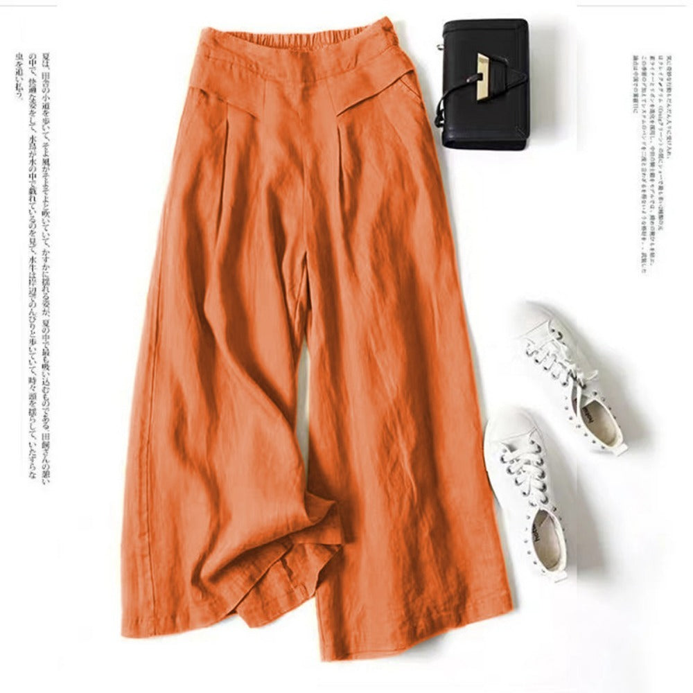 Wide-Leg High-Waisted Pants with Pleats for Women - Sonia