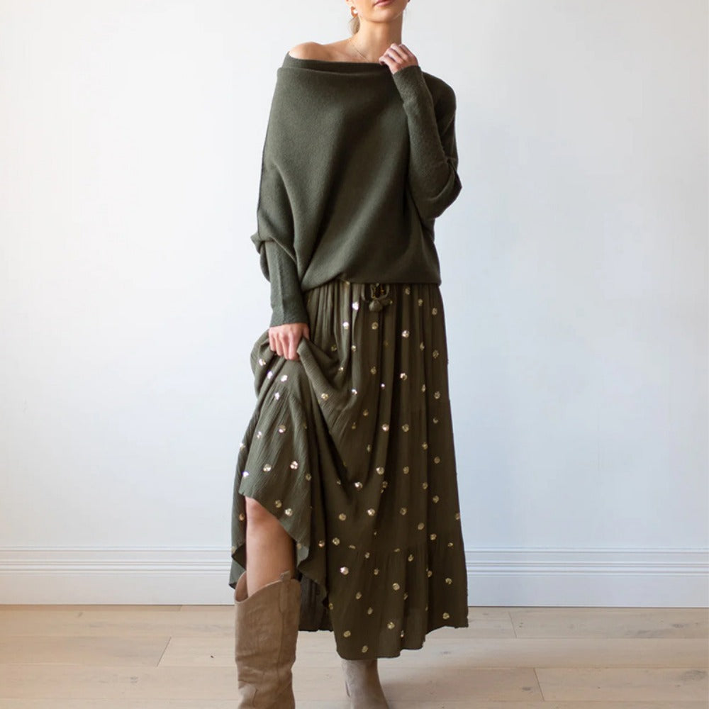 Off Shoulder Long Sleeve Sweater for Women - Annamaria