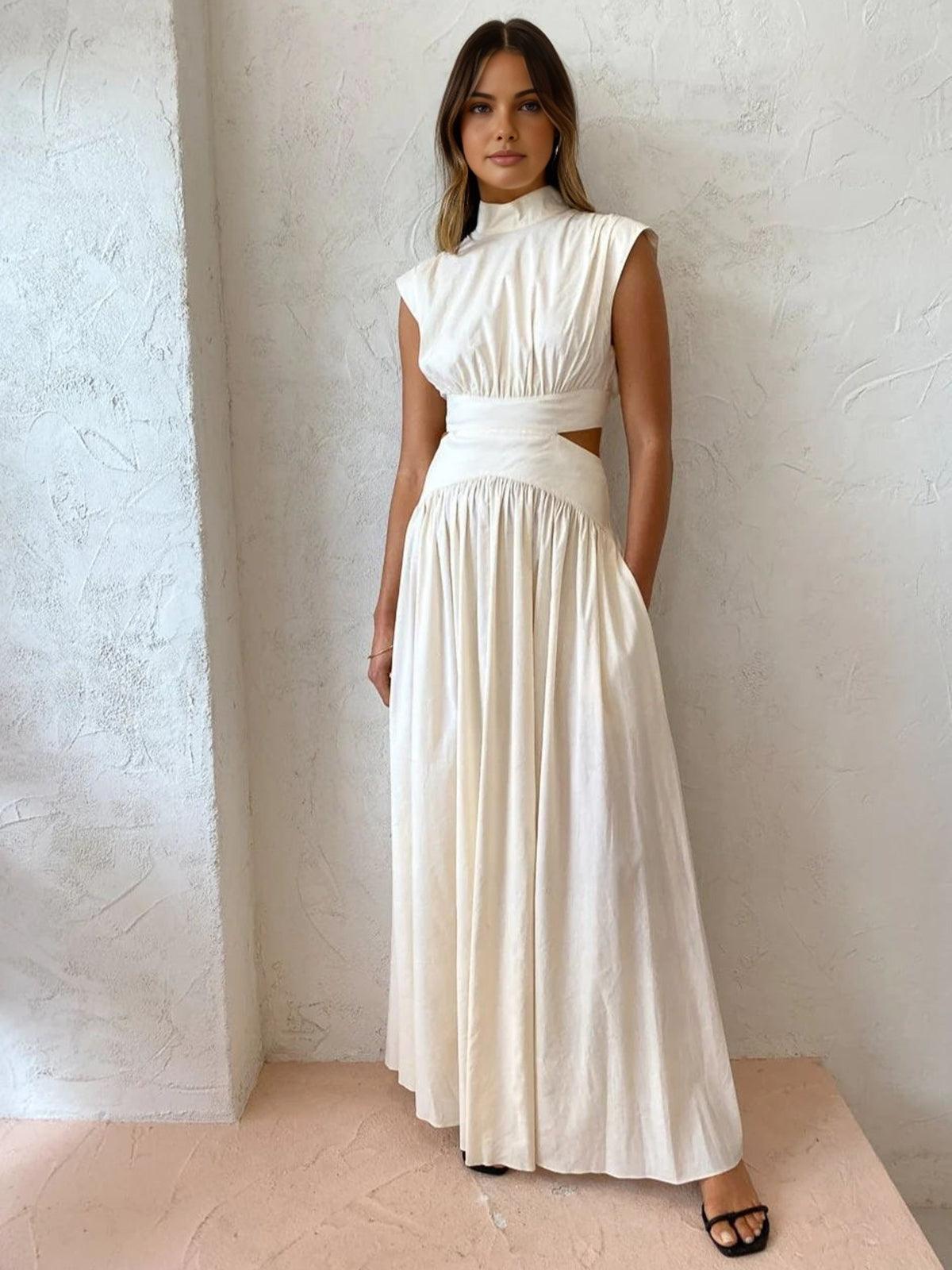 Women’s Maxi Dress with High Neck and Cut Out Waist