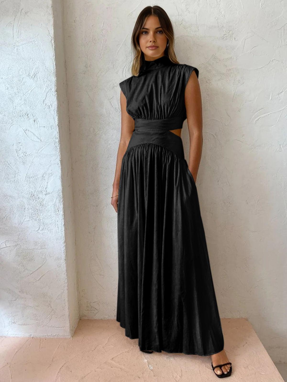 Women’s Maxi Dress with High Neck and Cut Out Waist