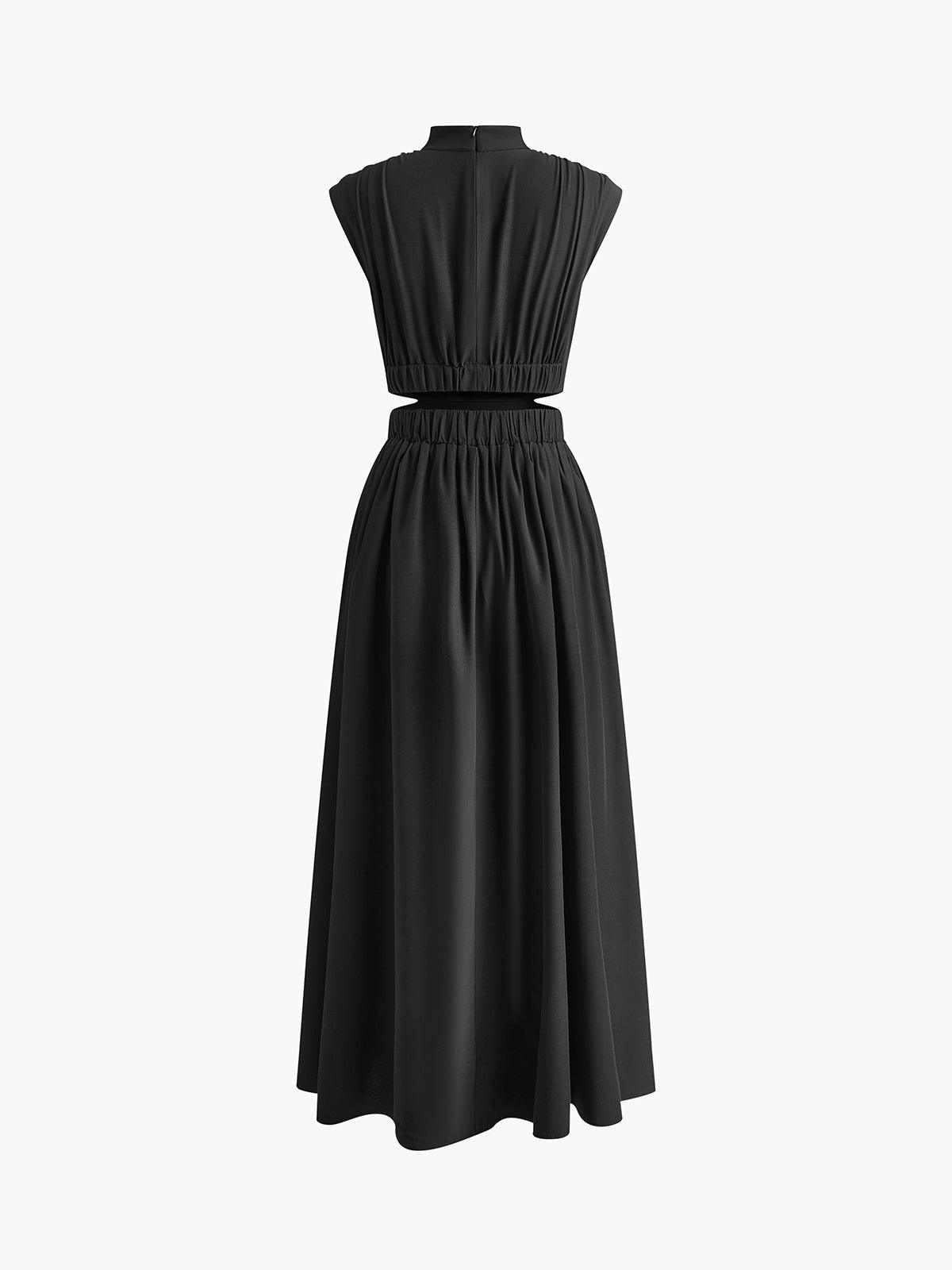 Women’s Maxi Dress with High Neck and Cut Out Waist