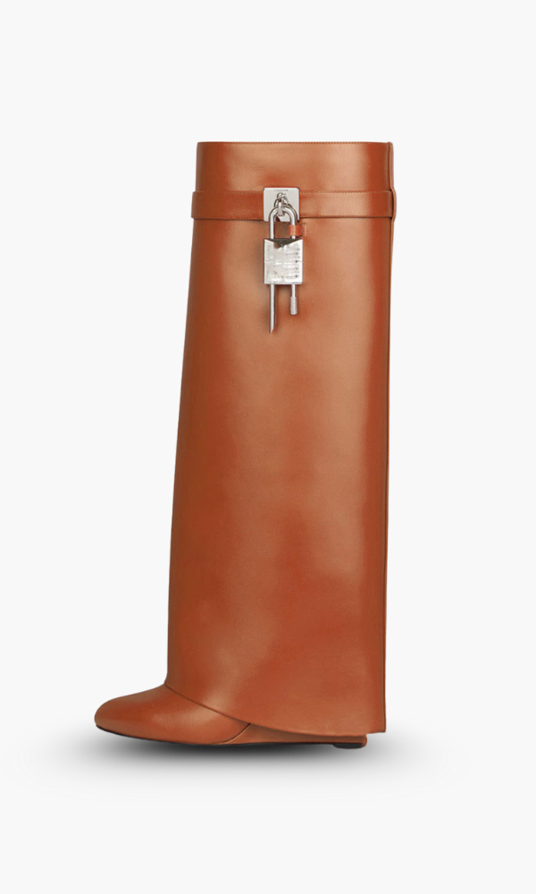 Women's Wedge Knee High Boots | Lock Detail