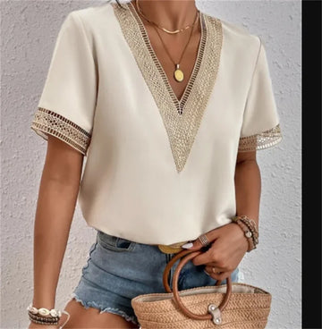 Chic V-Neck Summer Blouse for Women