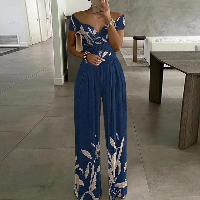 Soft Elegant Off Shoulder Floral Print Jumpsuit for Women
