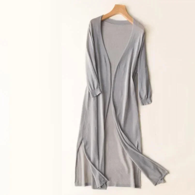 Soft Open Front Longline Cardigan with Long Sleeves for Women