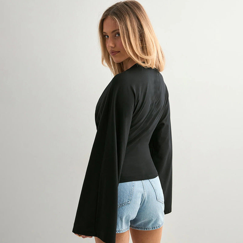 Long Sleeve Fitted Crop Top for Women - Agnese