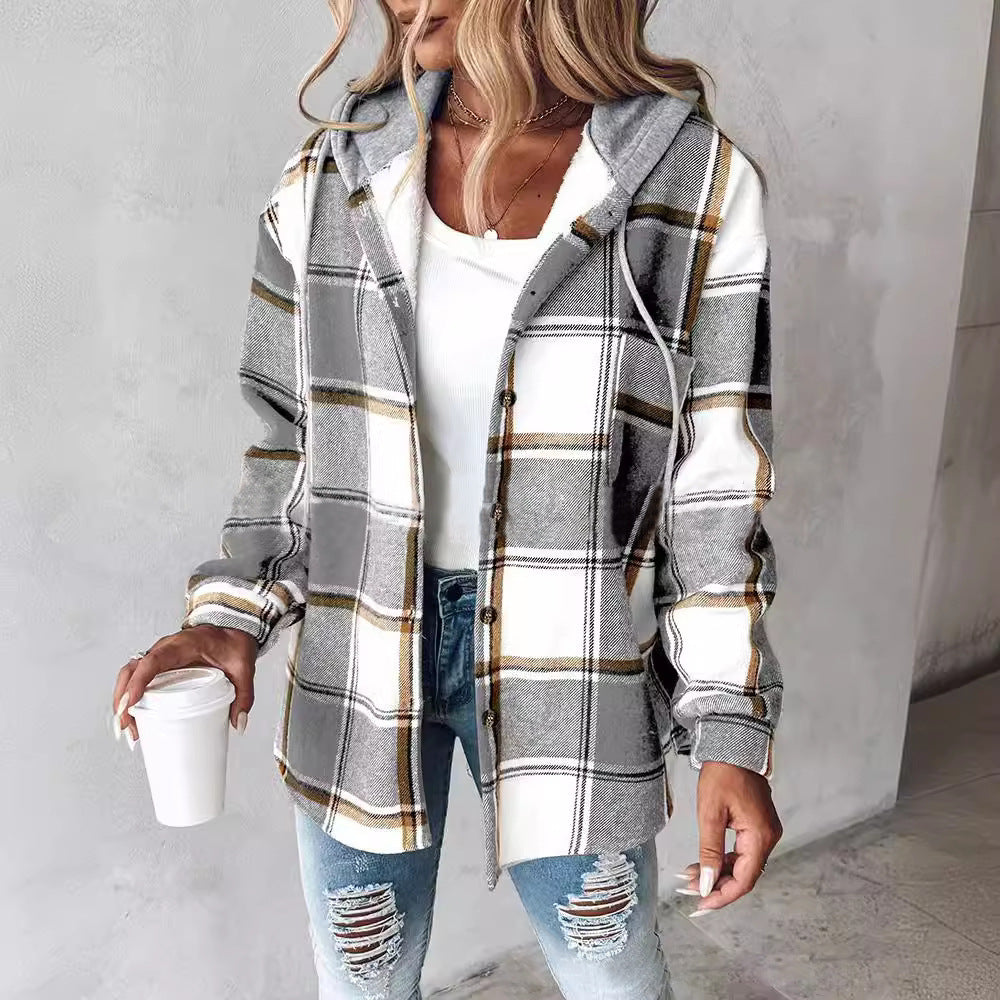 Plaid Button Down Long Sleeve Shirt for Women - Pamela