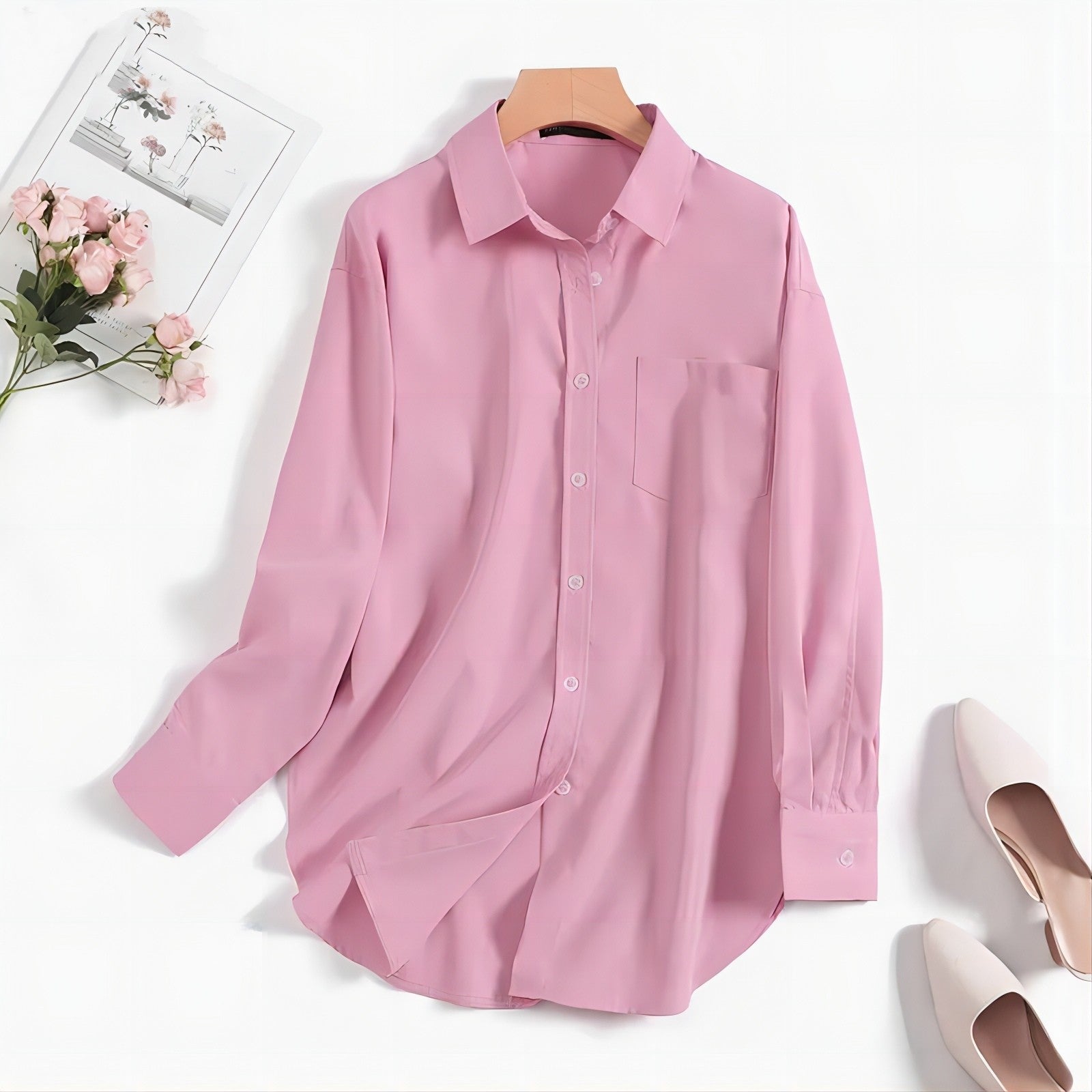 Women’s Oversized Button Up Shirt with Long Sleeves