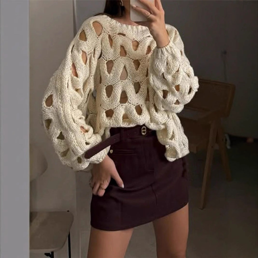 Knitted Openwork Sweater for Women - Ludovica