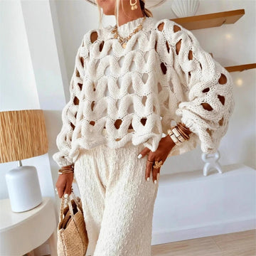 Knitted Openwork Sweater for Women - Ludovica