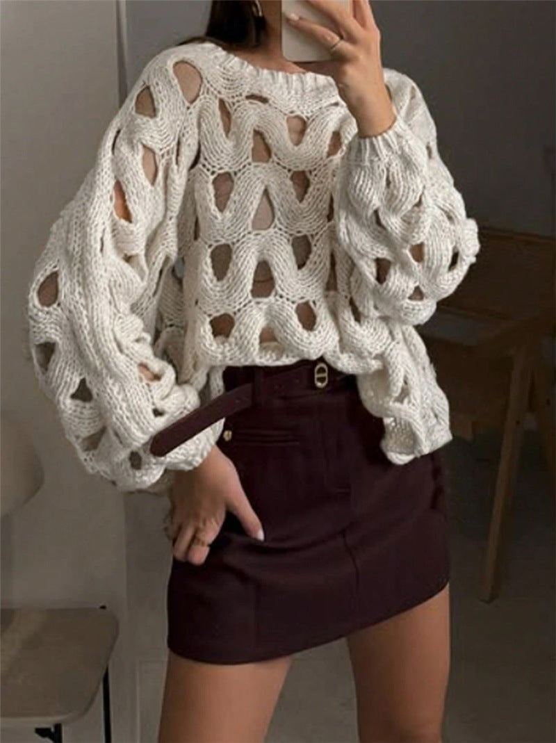 Knitted Openwork Sweater for Women - Ludovica