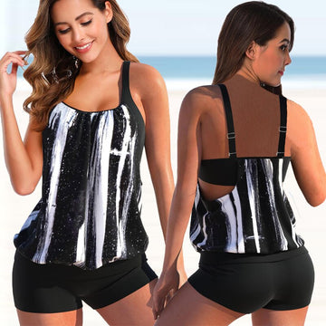 Stretchable Two-Piece Tankini Set for Women | Comfortable Swimwear