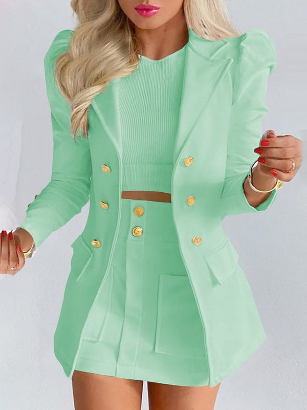Blazer and Mini Skirt Two Piece Set for Women