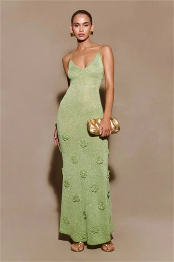 Women’s Sleeveless V-Neck Prom Gown with Spaghetti Straps