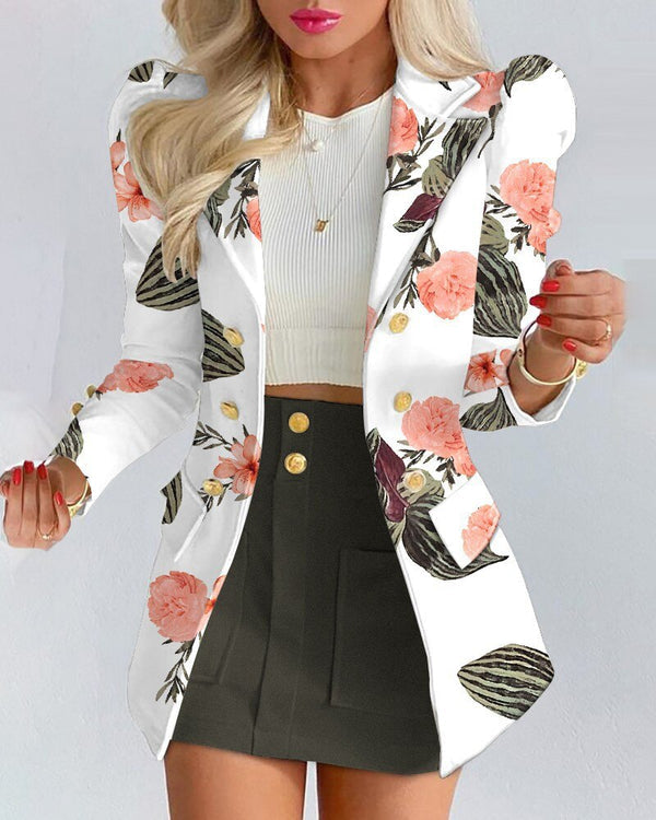 Blazer and Mini Skirt Two Piece Set for Women