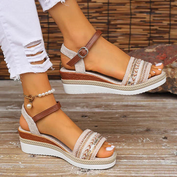Boho Style Women's Sandals with Wedge Heel | Stylish Footwear