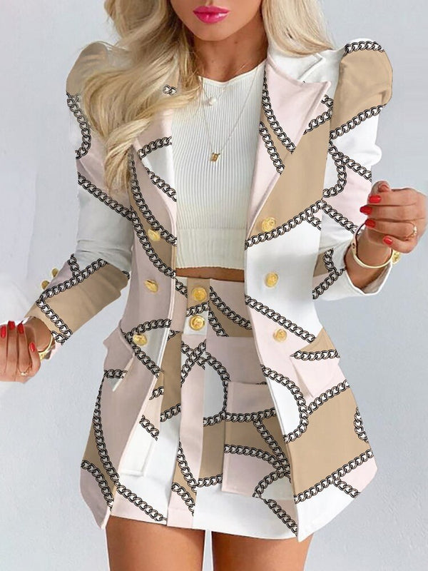 Blazer and Mini Skirt Two Piece Set for Women
