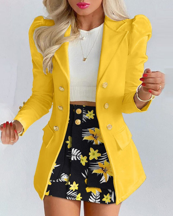 Blazer and Mini Skirt Two Piece Set for Women