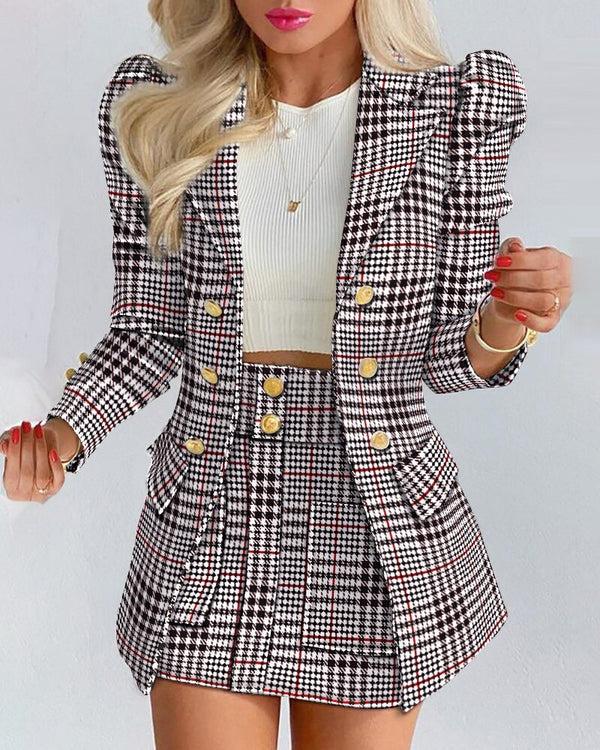 Blazer and Mini Skirt Two Piece Set for Women