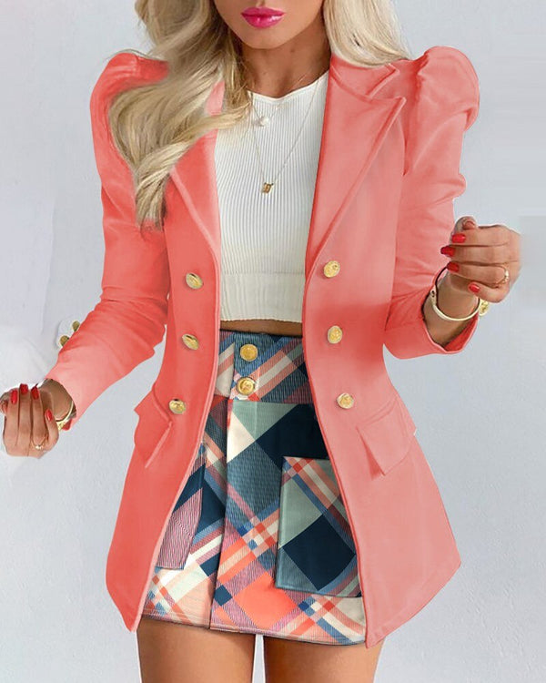 Blazer and Mini Skirt Two Piece Set for Women