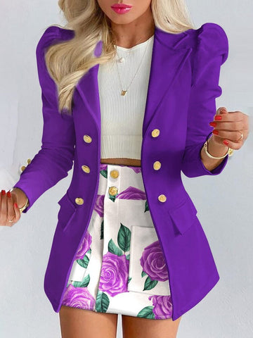 Blazer and Mini Skirt Two Piece Set for Women