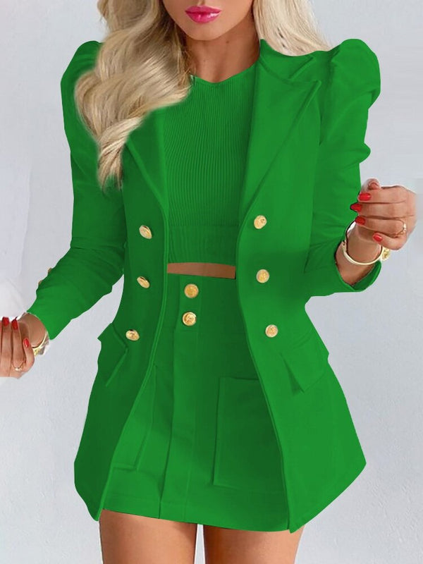 Blazer and Mini Skirt Two Piece Set for Women