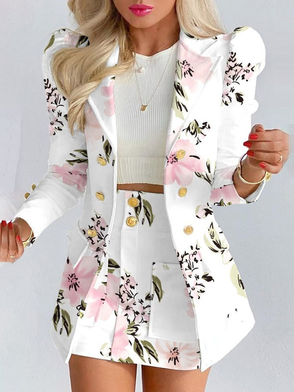 Blazer and Mini Skirt Two Piece Set for Women