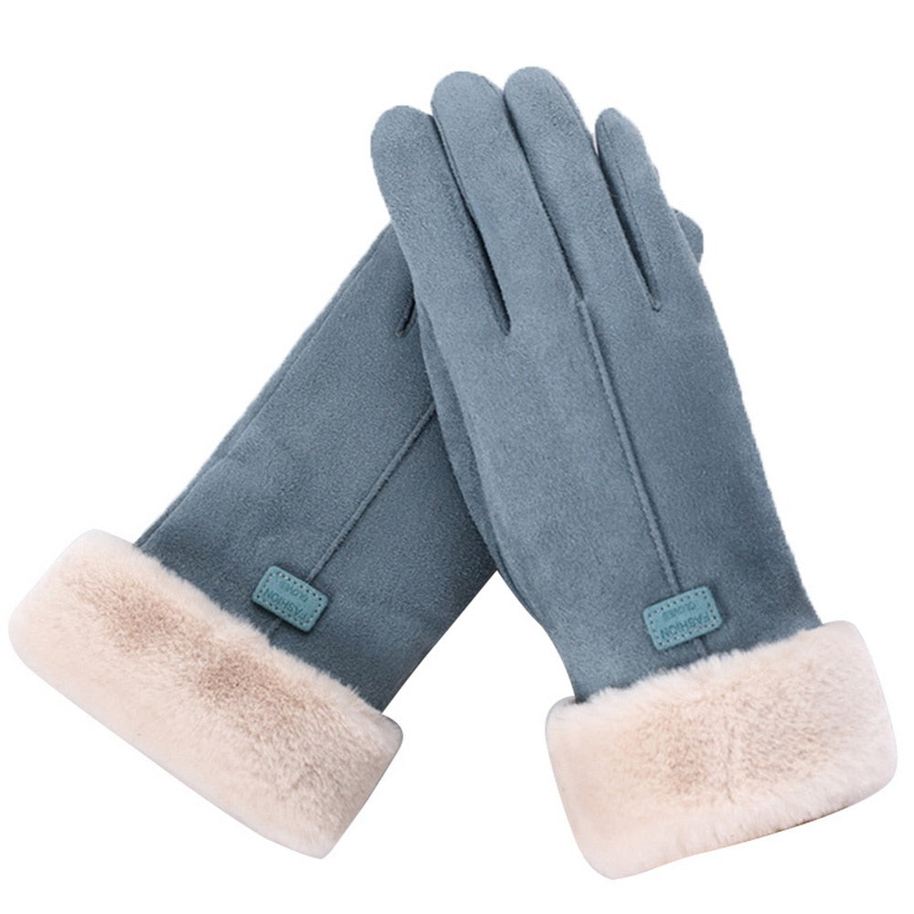 Soft Winter Gloves with Contrast Lining and Velvety Finish for Women