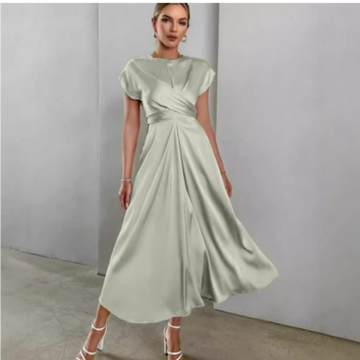 Soft Casual Wrap Dress with Short Sleeves for Women