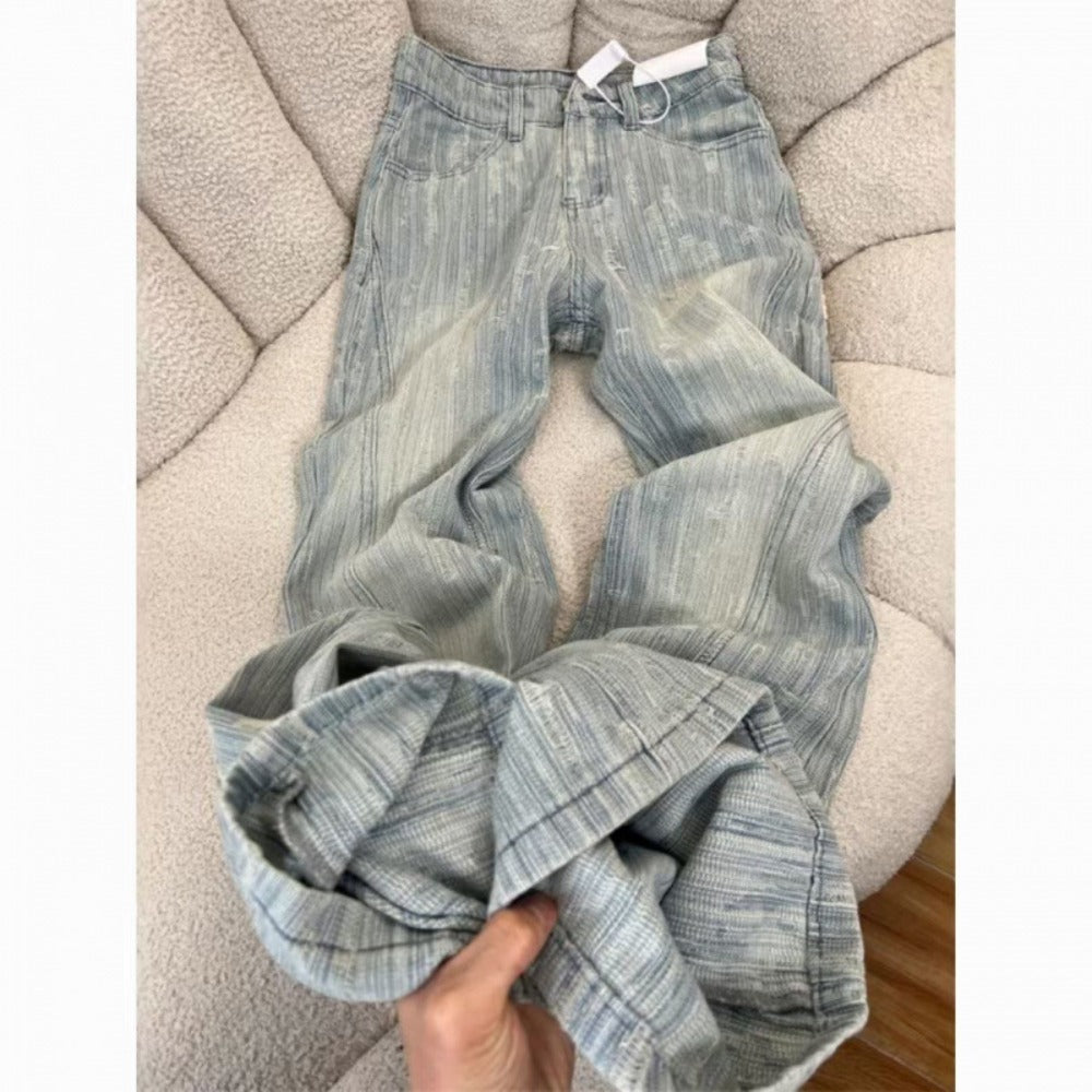 Light Wash Wide Leg Jeans with Distressed Detail for Women - Allegra