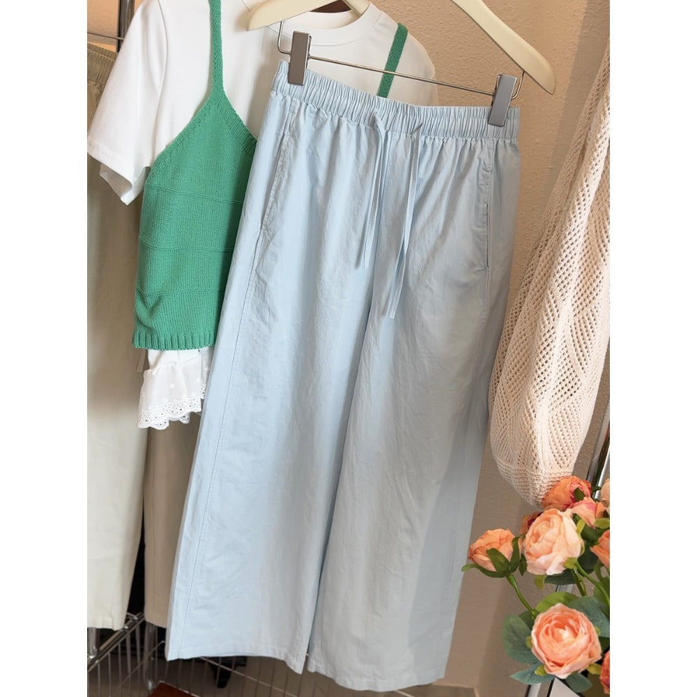 Drawstring Waist Wide-Leg Trousers for Women - Susanna