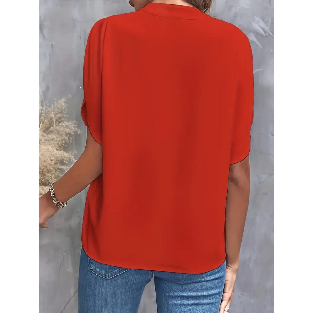 Short Sleeve V-Neck Blouse for Women - Romina