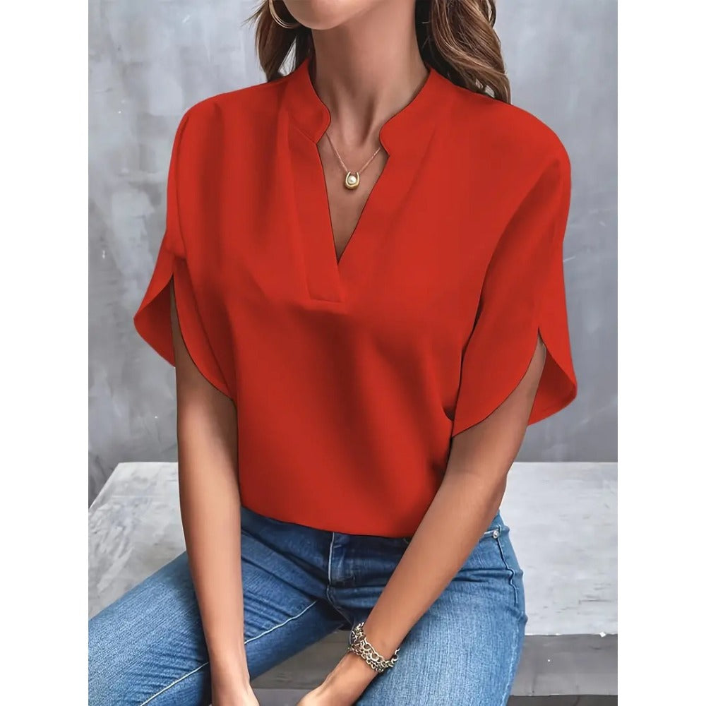 Short Sleeve V-Neck Blouse for Women - Romina