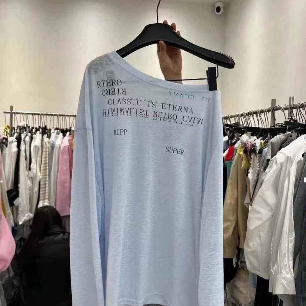 Graphic Print Long Sleeve T Shirt for Women - Nella