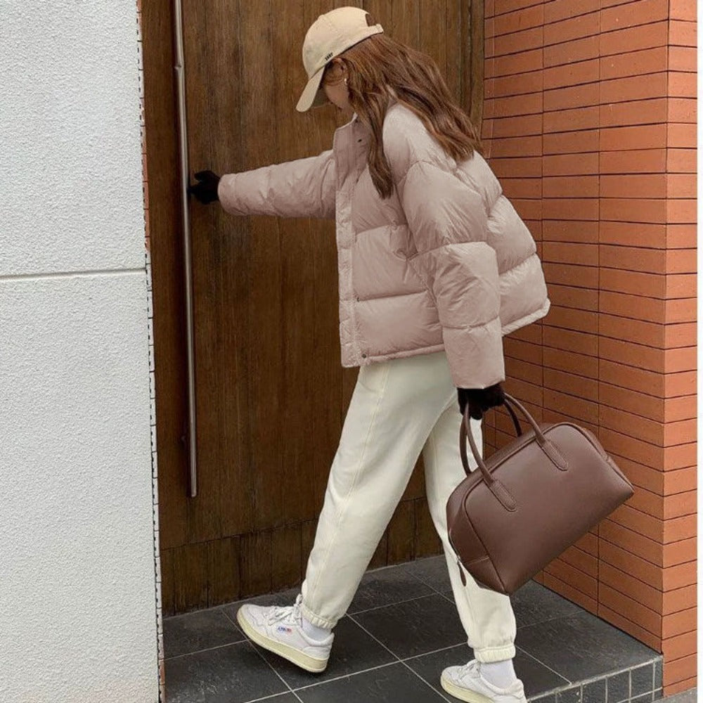 Puffer Jacket with High Collar for Women - Ada