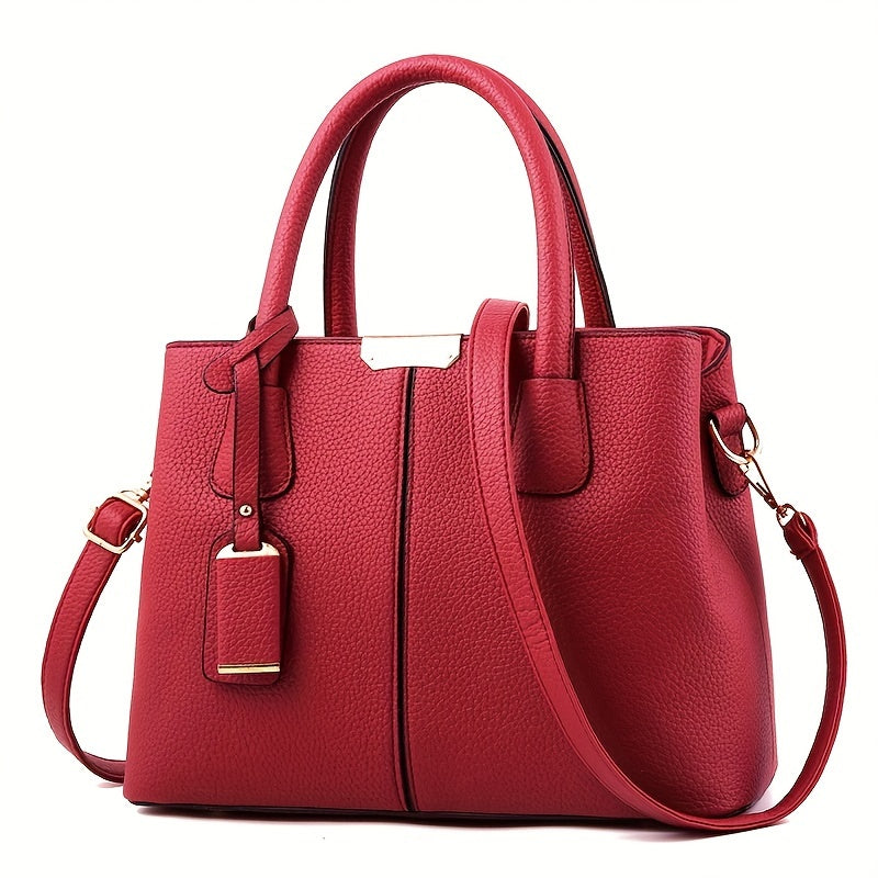Women’s Leather Handbag with Structured Tote and Crossbody Strap