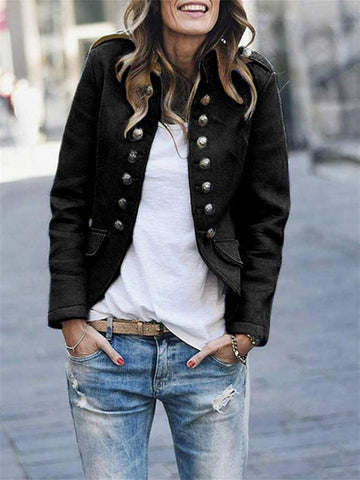 Women’s Military Jacket with Structured Fit and Button Front