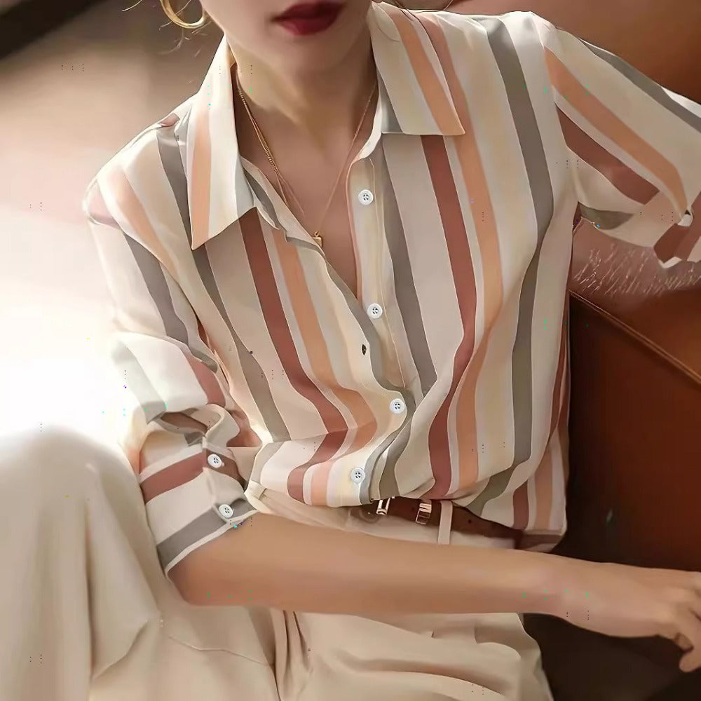 Striped Button Up Shirt for Women - Fulvia