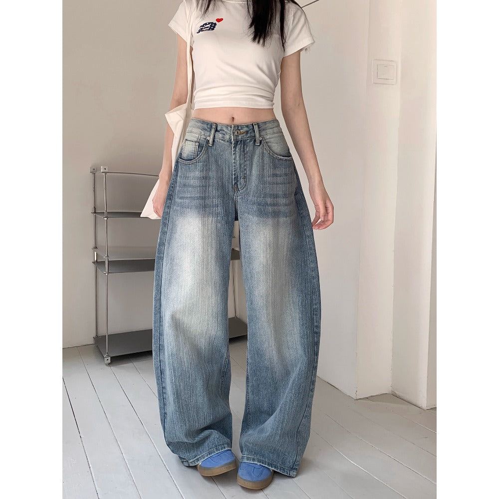 Light Blue Wide Leg High Waist Jeans for Women - Michela