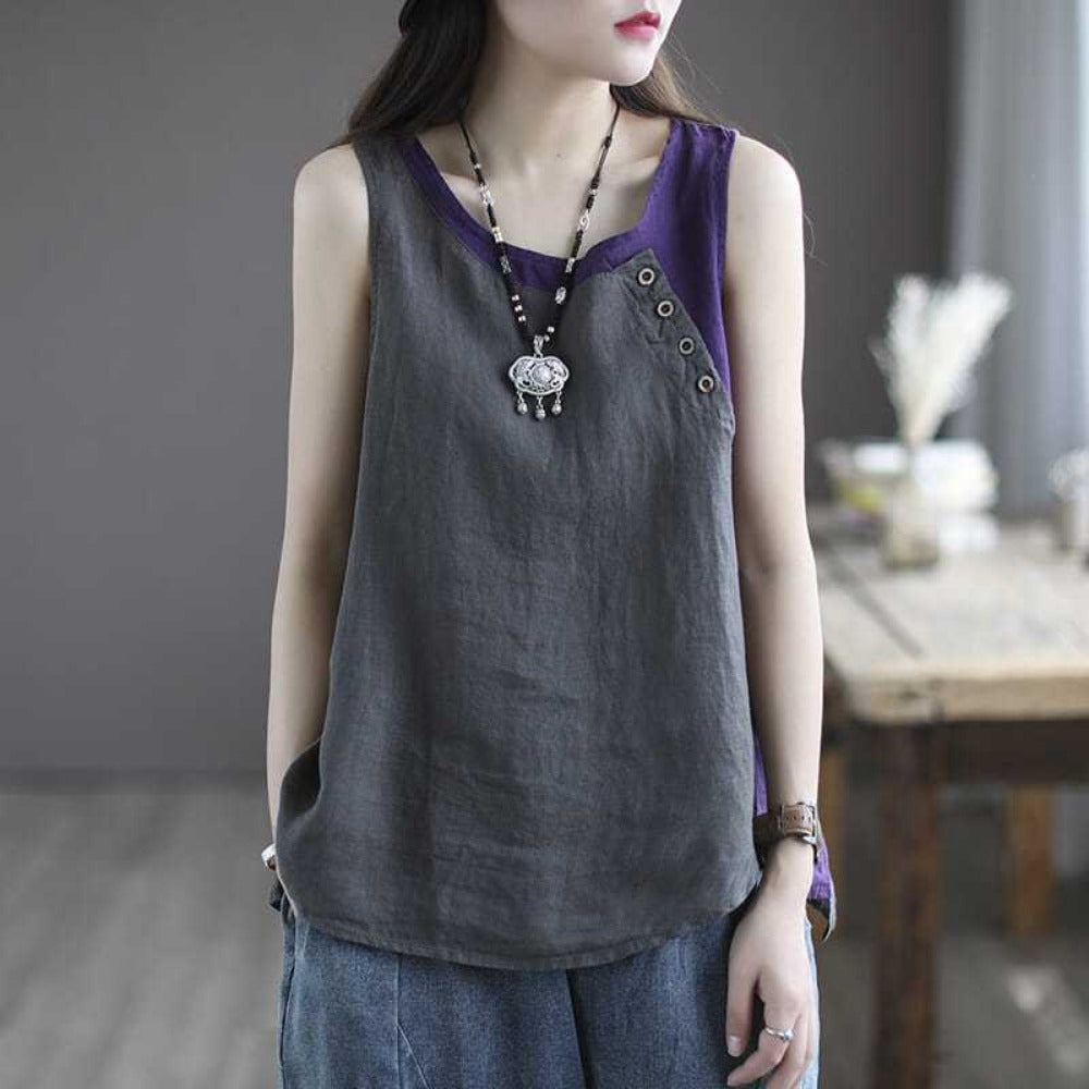 Sleeveless Button Detail Tank Top for Women - Lea