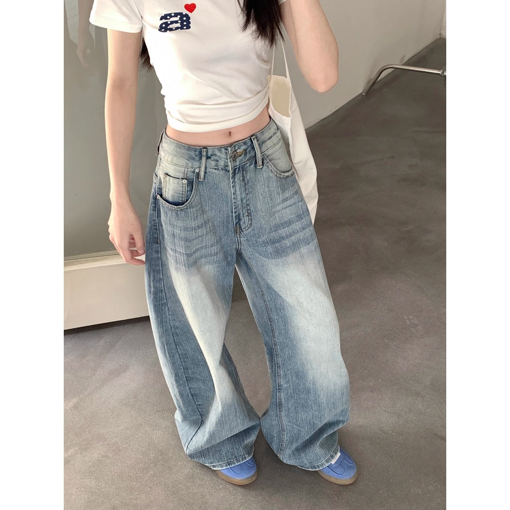 Light Blue Wide Leg High Waist Jeans for Women - Michela