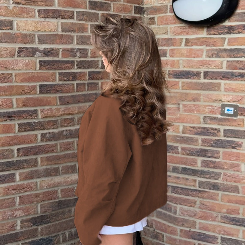 Suede Zip Up Jacket with Long Sleeves for Women - Alessia