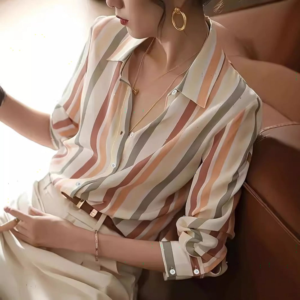 Striped Button Up Shirt for Women - Fulvia