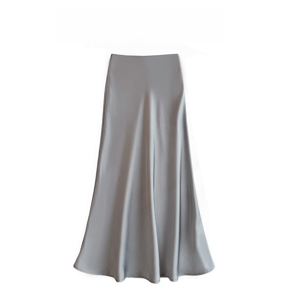 Satin Maxi Skirt with Elastic Waist for Women - Alda