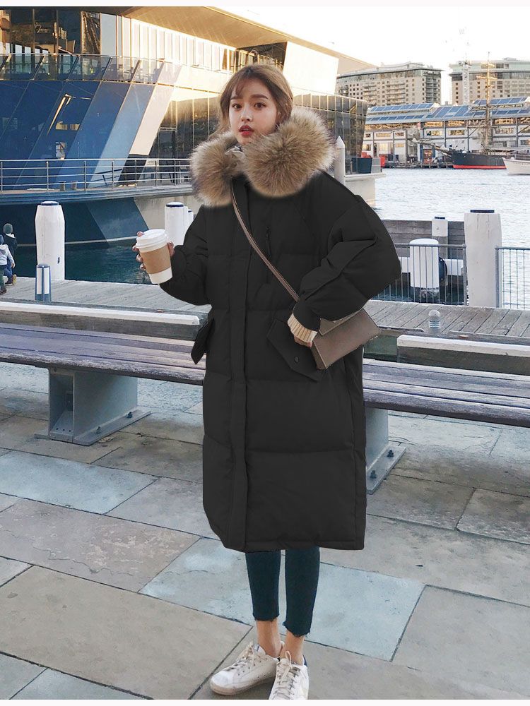 Long Puffer Coat with Fur Hood for Women - Diana