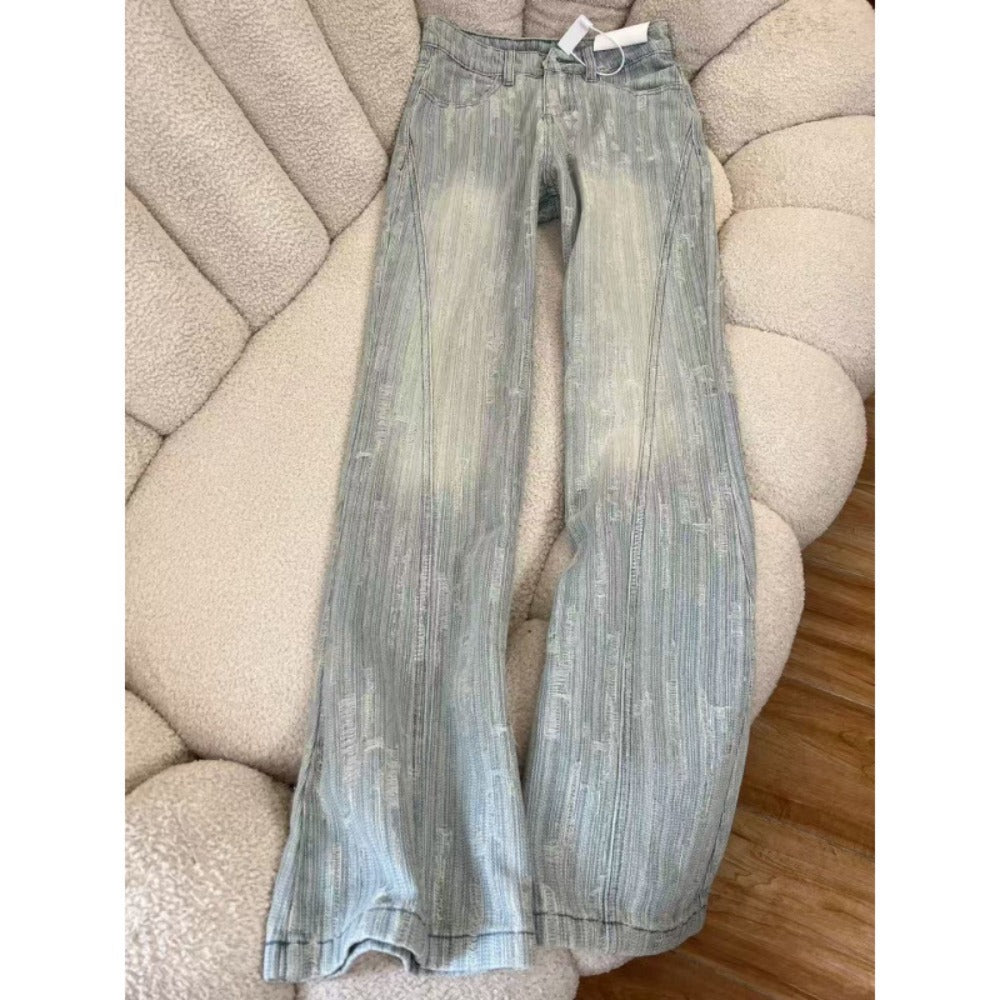 Light Wash Wide Leg Jeans with Distressed Detail for Women - Allegra