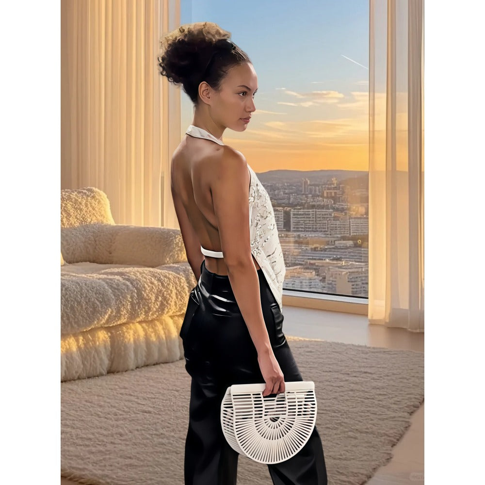 Halter Top with Floral Sequin Detail for Women - Irene