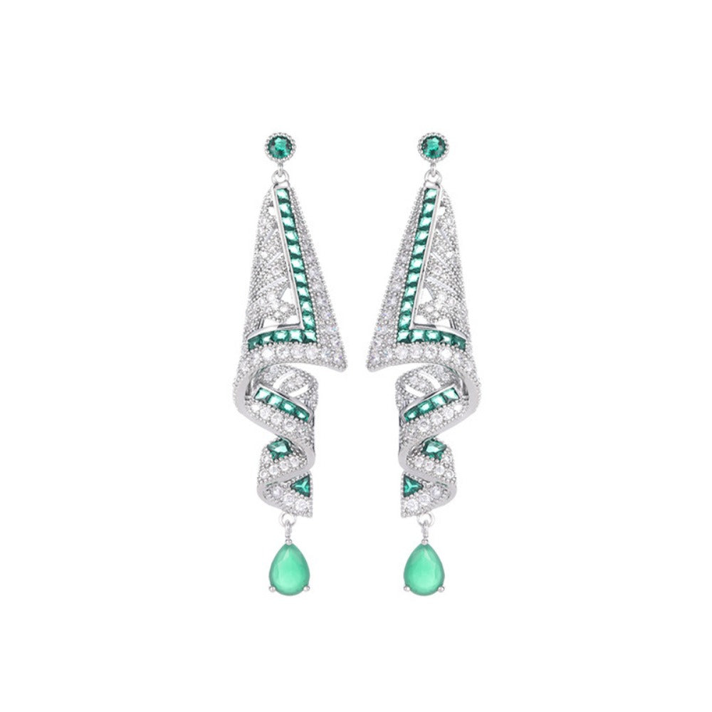 Silver Blue Crystal Drop Dangle Earrings for Women - Stefania